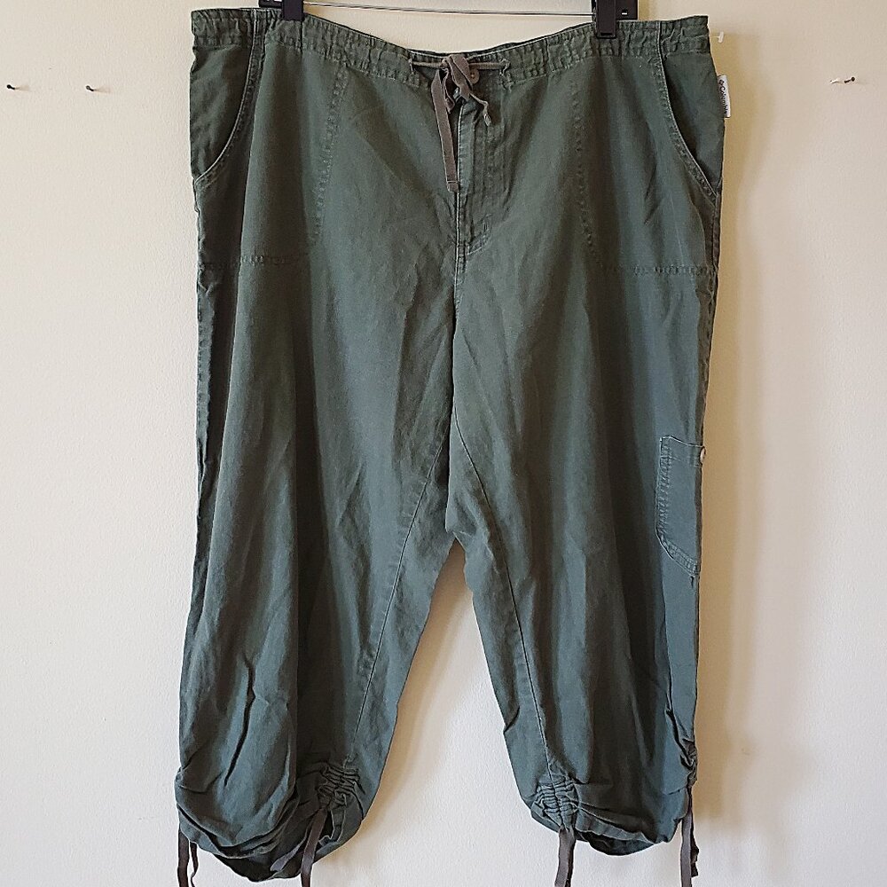 Columbia Women's Green Plus Cargo Capri Decorative Hem Pant SZ XXL